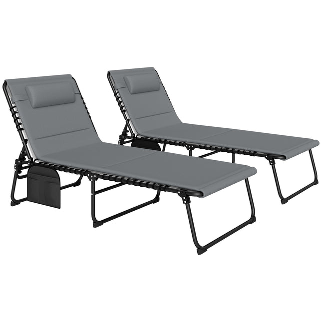 Ensemble de 2 chaises longues d'extérieur, cadre en acier réglable