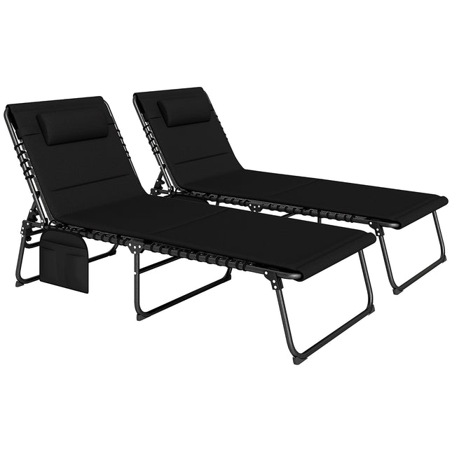 Ensemble de 2 chaises longues d'extérieur, réglables, structure en acier
