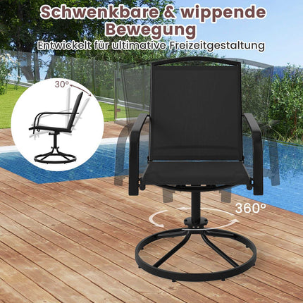 Fauteuils à bascule pivotants d'extérieur (2 pièces), tissu à séchage rapide