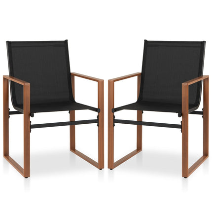 2-teiliges Terrassenstuhl-Set, atmungsaktiver Stoff, Schwarz