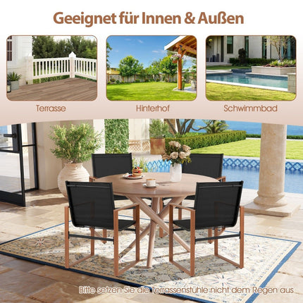 2-teiliges Terrassenstuhl-Set, atmungsaktiver Stoff, Schwarz