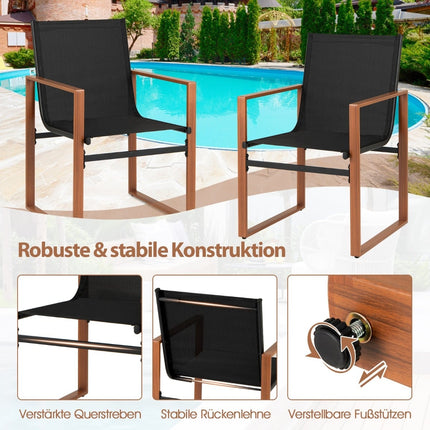 2-teiliges Terrassenstuhl-Set, atmungsaktiver Stoff, Schwarz