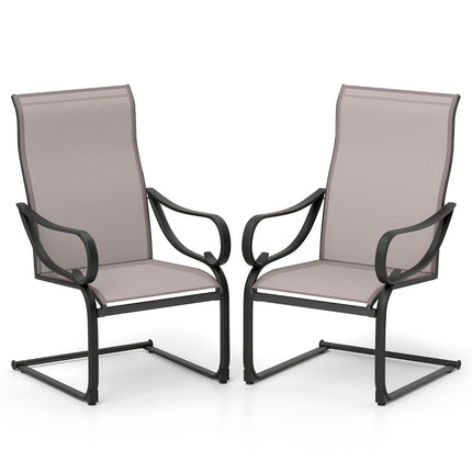 Fauteuils à bascule de patio 2 pièces, dossier haut, tissu en maille