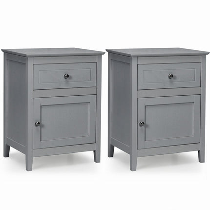 Ensemble de deux tables de chevet en pin avec tiroir et porte