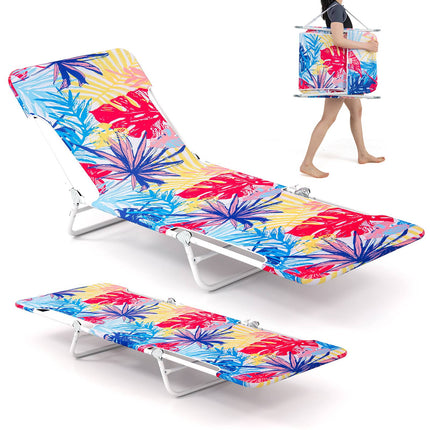 Fauteuil de plage inclinable rose 2 pièces avec sangle de transport