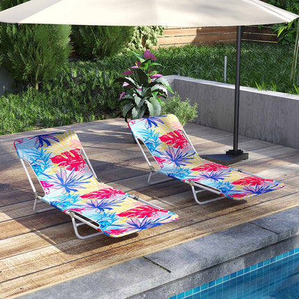 Fauteuil de plage inclinable rose 2 pièces avec sangle de transport