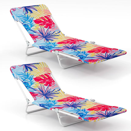 Fauteuil de plage inclinable rose 2 pièces avec sangle de transport