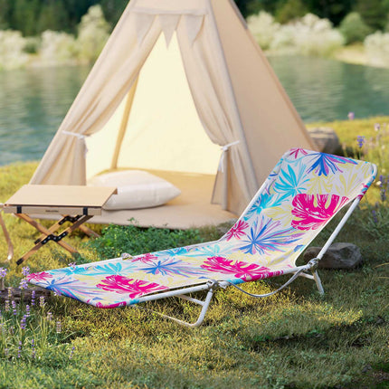 Fauteuil de plage inclinable rose 2 pièces avec sangle de transport