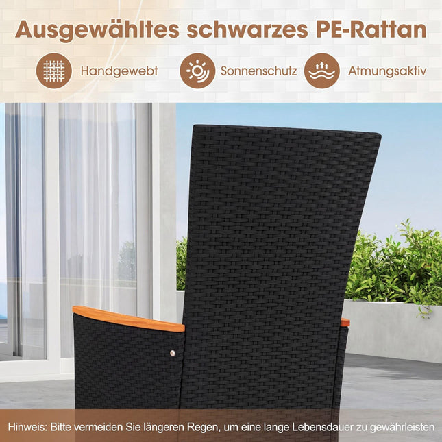 Ensemble de 2 chaises de jardin en rotin avec coussins, beige, capacité de charge 180 kg