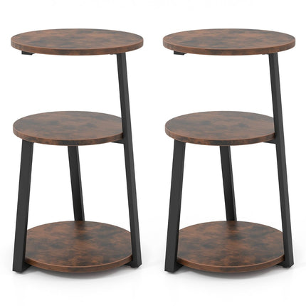 Tables d'appoint rondes en métal, composées de 2 pièces et dotées de pieds réglables