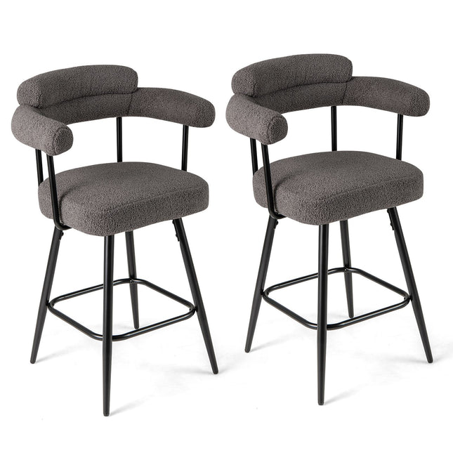Ensemble de 2 tabourets de bar pivotants, rembourrés, rotation à 360°, gris
