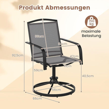 Ensemble de 2 chaises de patio pivotantes, tissu à séchage rapide