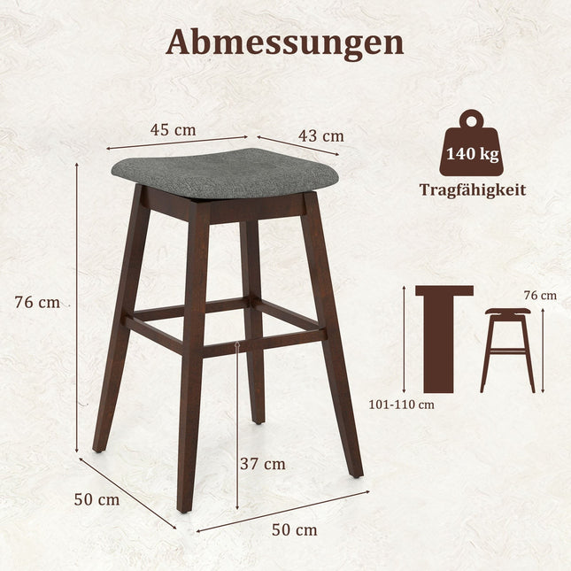 2er-Set drehbarer Barhocker mit Fußstütze, Leinenbezug
