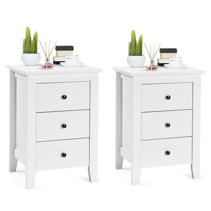 Ensemble de 2 tables de chevet blanches avec 3 tiroirs, 46 x 37 x 65 cm