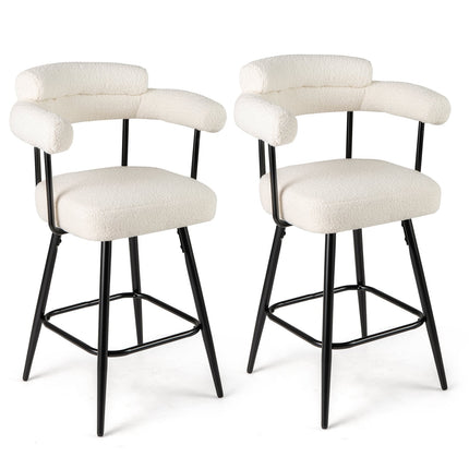Tabourets de bar pivotants blancs en 2 pièces, sièges pivotants à 360°