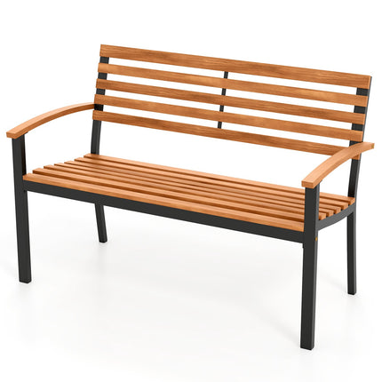 Banc de jardin 2 places en bois d'acacia avec accoudoirs