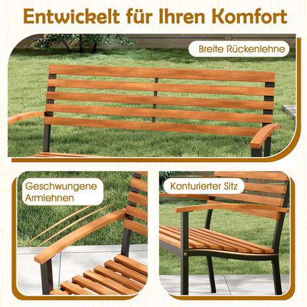 Banc de jardin 2 places en bois d'acacia avec accoudoirs