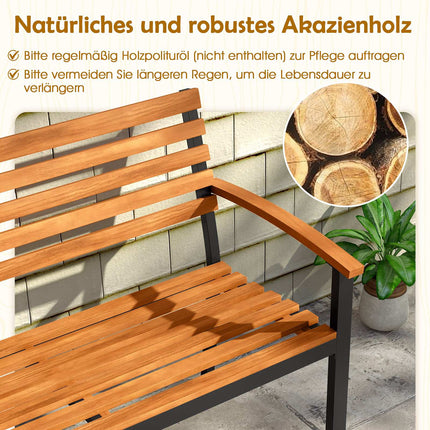 Banc de jardin 2 places en bois d'acacia avec accoudoirs