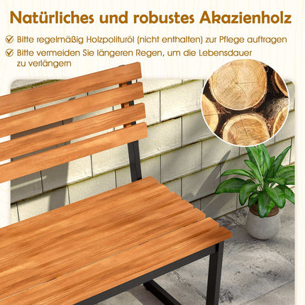 Banc de jardin 2 places en bois d'acacia avec structure en métal