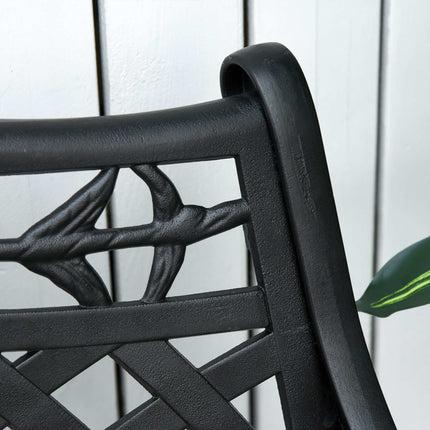 Banc de jardin 2 places en aluminium noir avec accoudoirs