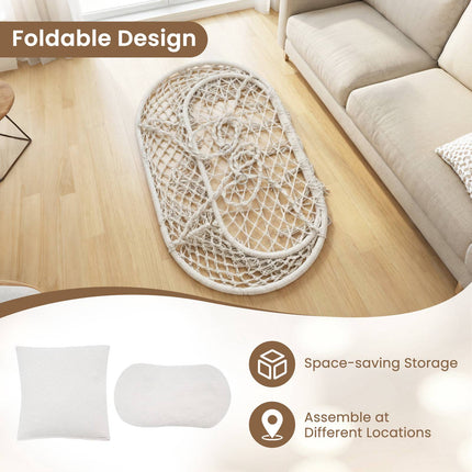 Fauteuil suspendu bohème 2 places avec coussins, beige