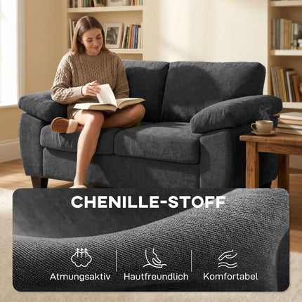 Canapé 2 places en chenille, 156 cm, gris foncé, capacité de charge 300 kg