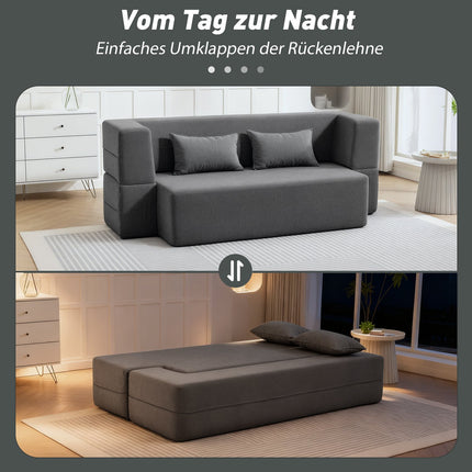 Canapé-lit 2 places en mousse, accoudoirs larges, capacité de charge 360 kg, gris