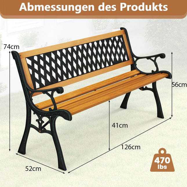 2-Sitzer Gartenbank, wetterfestes Holz & Eisen
