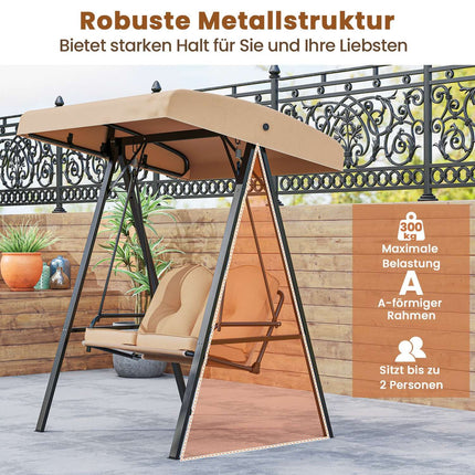2-Sitzer Hollywoodschaukel mit verstellbarem Sonnendach, Beige
