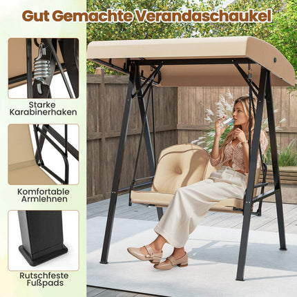 2-Sitzer Hollywoodschaukel mit verstellbarem Sonnendach, Beige