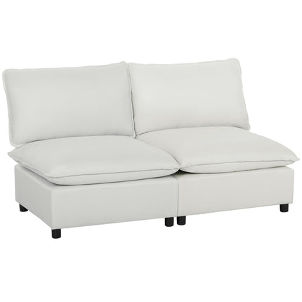 2-Sitzer Modulsofa, 146 cm Kunstleder, Grau