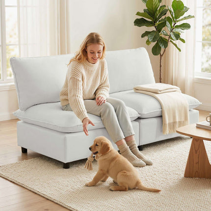 2-Sitzer Modulsofa, 146 cm Kunstleder, Grau