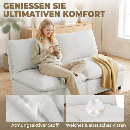 2-Sitzer Modulsofa, 146 cm Kunstleder, Grau