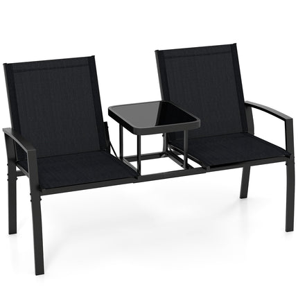2-Sitzer Outdoor-Sofa mit Tisch, atmungsaktiver Stoff