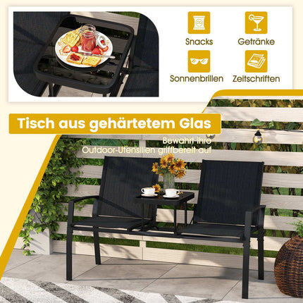 2-Sitzer Outdoor-Sofa mit Tisch, atmungsaktiver Stoff