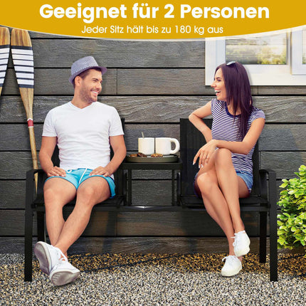 2-Sitzer Outdoor-Sofa mit Tisch, atmungsaktiver Stoff