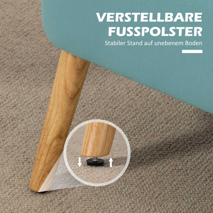 2-Sitzer Retro-Sofa, Holzbeine, 117x56,5x77 cm, Grün