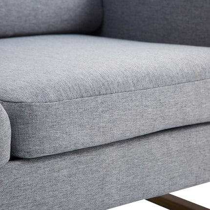 Light gray 2-seater upholstered corner sofa, wooden frame