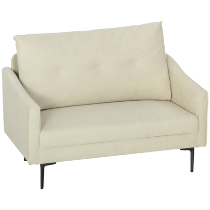 2-Sitzer Sofa, Schaumstoffpolsterung, Stoffbezug, Cremeweiß