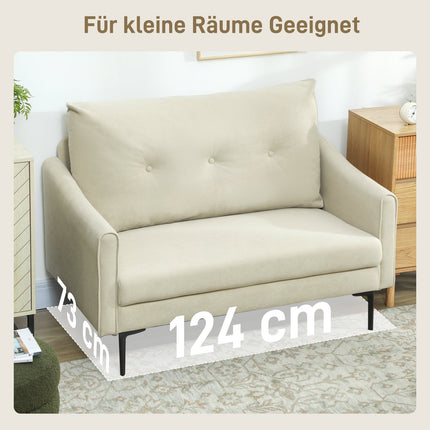 2-Sitzer Sofa, Schaumstoffpolsterung, Stoffbezug, Cremeweiß