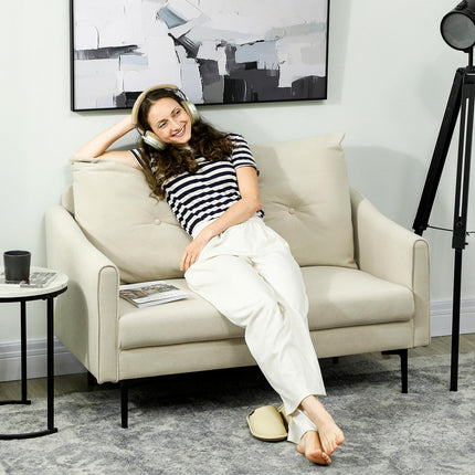 2-Sitzer Sofa, Schaumstoffpolsterung, Stoffbezug, Cremeweiß