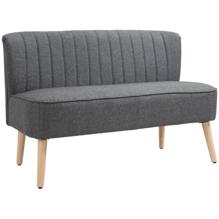 2-Sitzer Sofa, Leinenoptik, Holzrahmen, 117 cm, Grau
