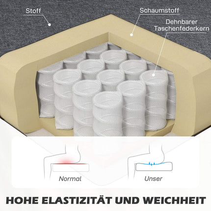 2-Sitzer Sofa, Leinenoptik, Holzrahmen, 117 cm, Grau