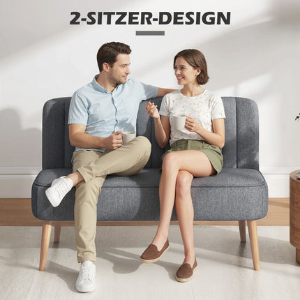 2-Sitzer Sofa, Leinenoptik, Holzrahmen, 117 cm, Grau