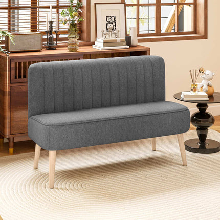 2-Sitzer Sofa, Leinenoptik, Holzrahmen, 117 cm, Grau