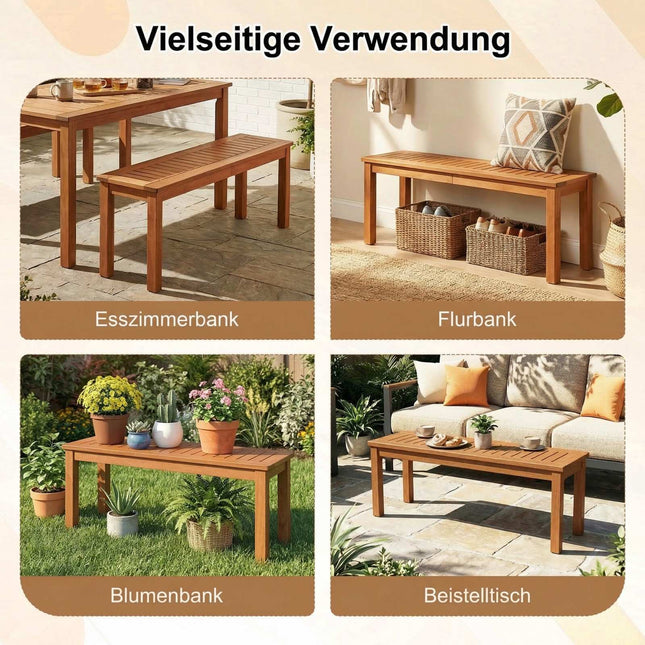Banc de jardin 2 places en bois, finition teck huilé, 120 cm