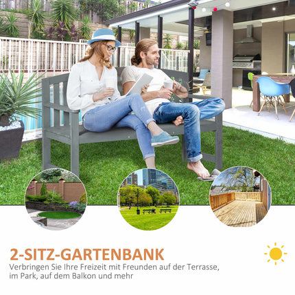 Banc de jardin en bois 2 places, résistant aux intempéries, capacité de charge 240 kg