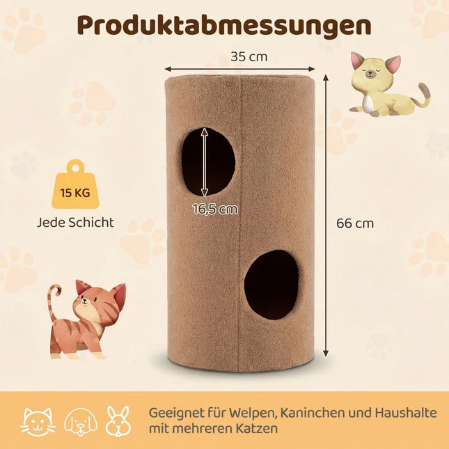 2-stöckiges Katzenhaus mit Sisalkratzmatte und Kuschelhöhle