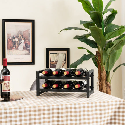 Weinregal aus Metall mit 2 Ebenen für 8 Flaschen, Flaschenregal mit verstellbaren Fußpolstern