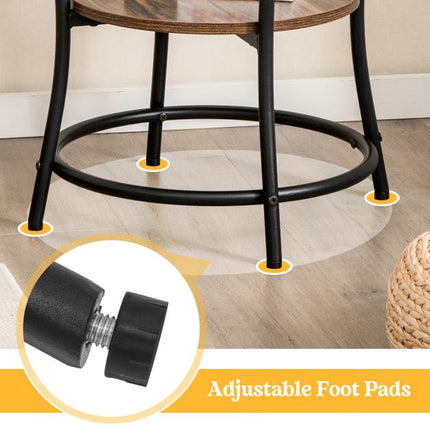 Table d'appoint ronde à 2 niveaux, étagère ouverte, 55 cm